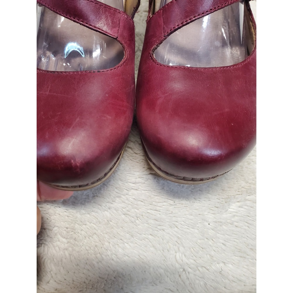 Dansko Burgundy Red Leather Mary Jane Mules Shoes 38 Women 7.5 Classic Capsule - Picture 3 of 9